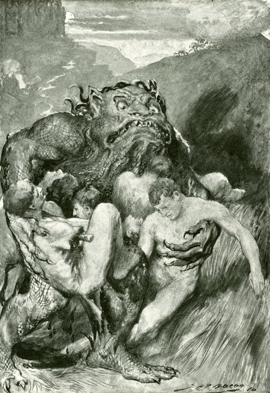Il demone del male, con la sua feroce avidità, li afferrò avidamente da John Henry Frederick after Bacon