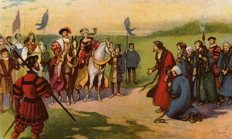 Re Enrico VIII e Caterina Howard arrivano a York dopo il Pellegrinaggio della Grazia 1541 da John Jellicoe