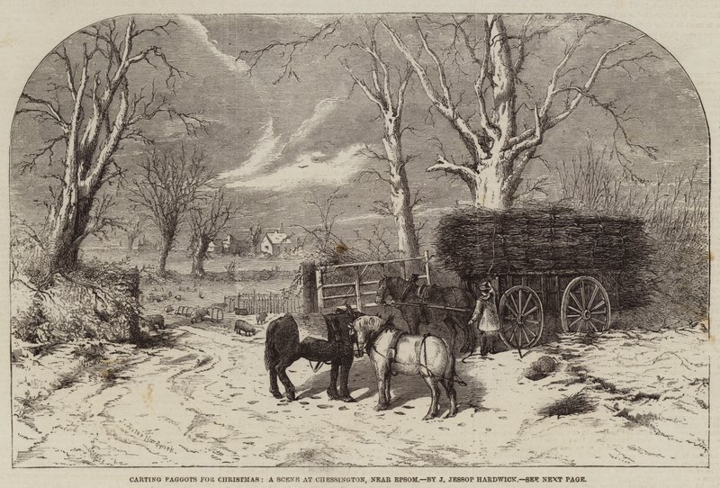 Trasporto di Fascine per Natale, una Scena a Chessington, vicino a Epsom da John Jessop Hardwick