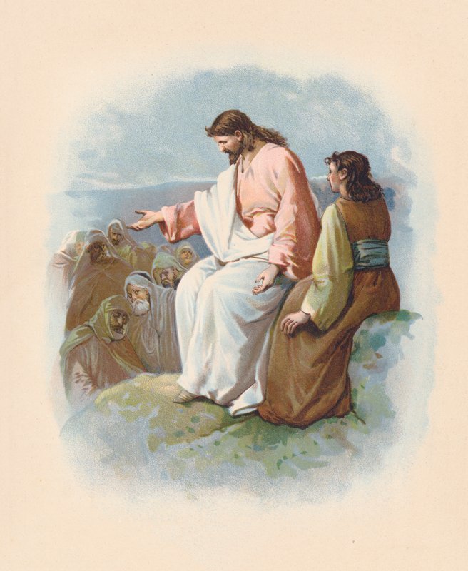 Il Sermone della Montagna (litografia a colori) da John Lawson
