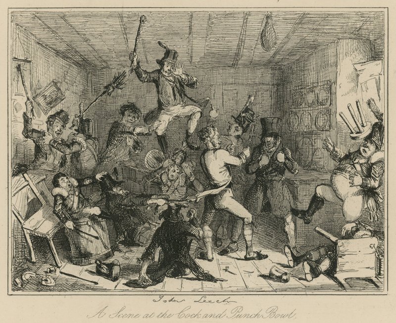Una scena al Cock and Punch Bowl da John Leech