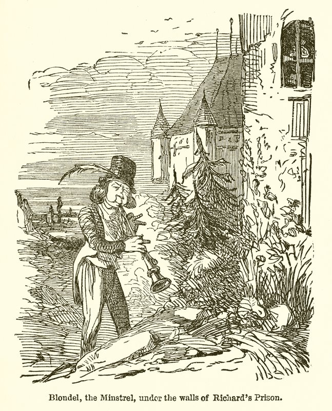 Blondel, il menestrello, sotto le mura della prigione di Riccardo da John Leech