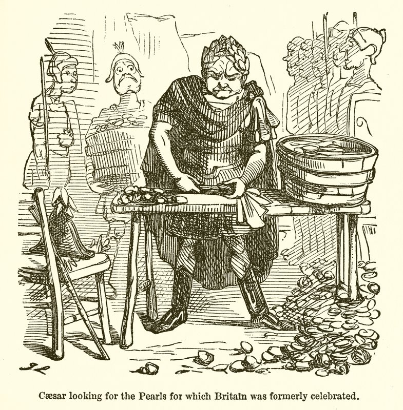 Cesare alla ricerca delle perle per cui la Britannia era famosa da John Leech