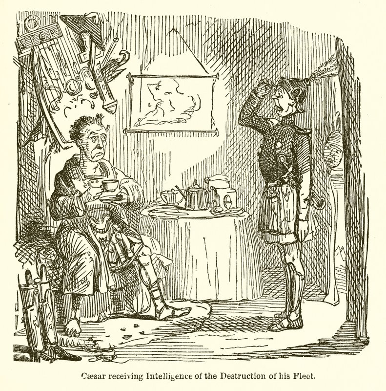 Cesare riceve notizie della distruzione della sua flotta da John Leech