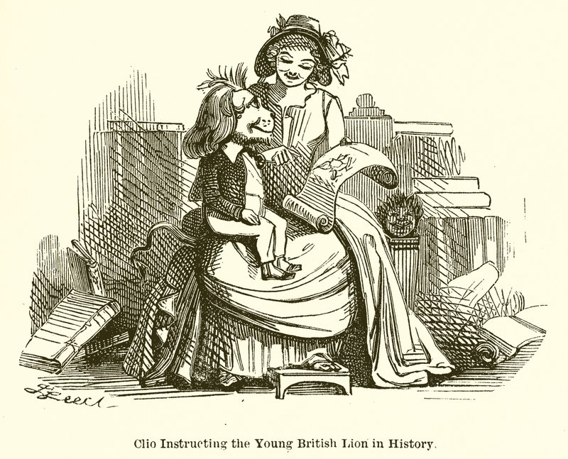 Clio che istruisce il giovane leone britannico nella storia da John Leech