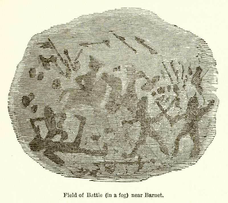 Campo di battaglia (nella nebbia) vicino a Barnet da John Leech