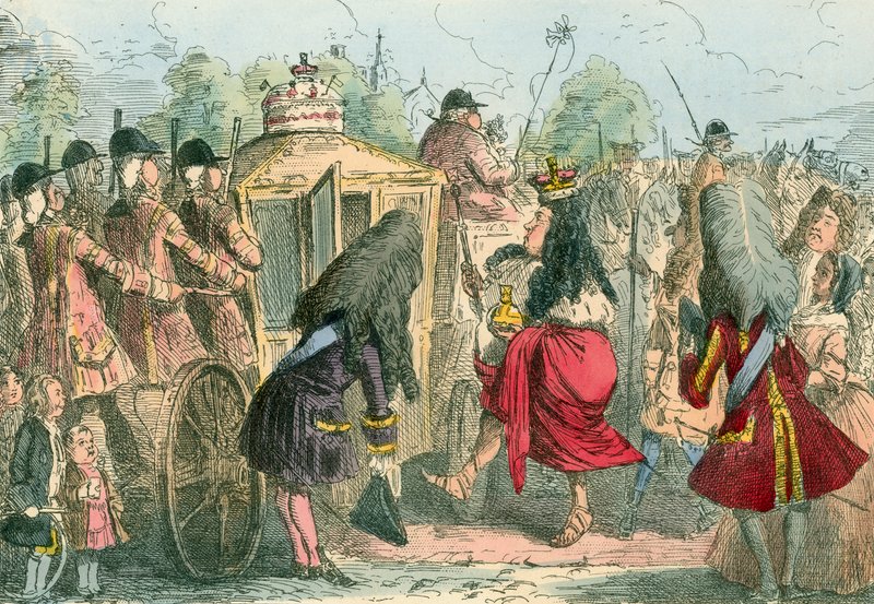 Georgy Porgy il Primo che esce per una passeggiata nella sua carrozza di stato da John Leech