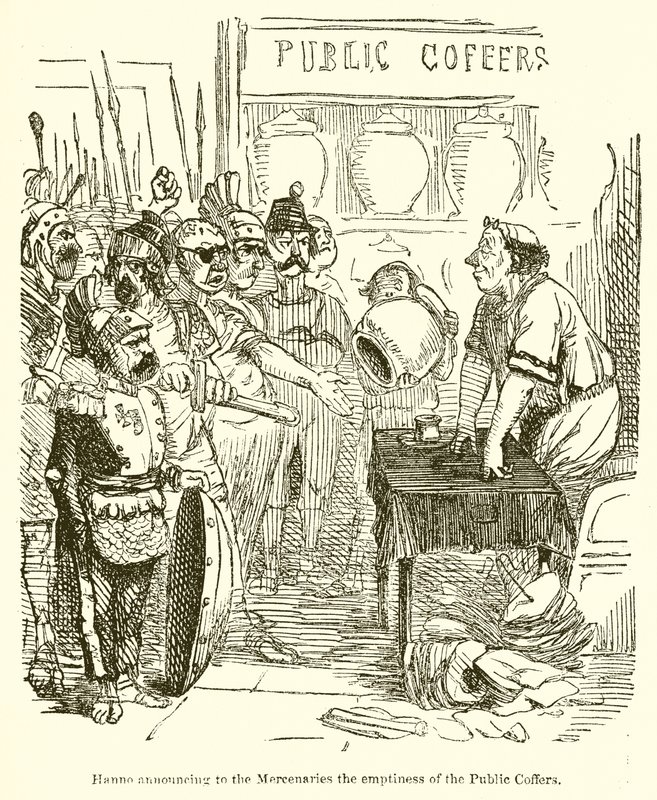 Annuncio di Annibale ai Mercenari della Mancanza di Fondi Pubblici da John Leech