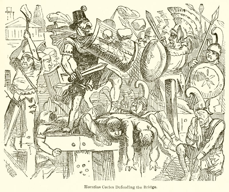 Orazio Coclite difende il ponte da John Leech