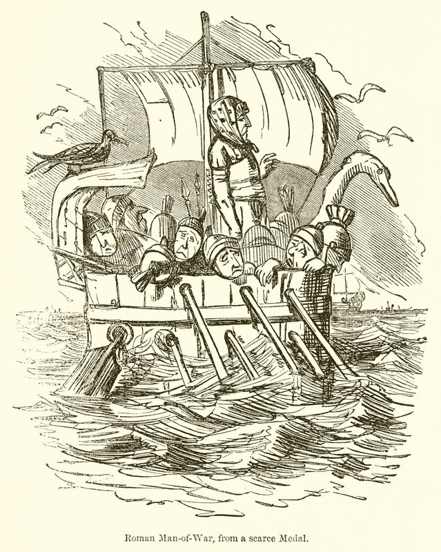Nave da guerra romana, da una medaglia rara da John Leech