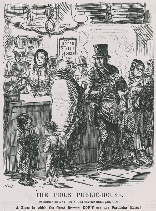 La casa pubblica pia, dove puoi ottenere birra e gin adulterati da John Leech