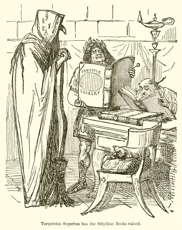 Tarquinius Superbus fa valutare i Libri Sibillini da John Leech