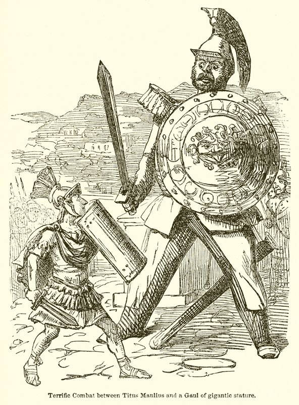 Terribile combattimento tra Tito Manlio e un gallo di statura gigantesca da John Leech