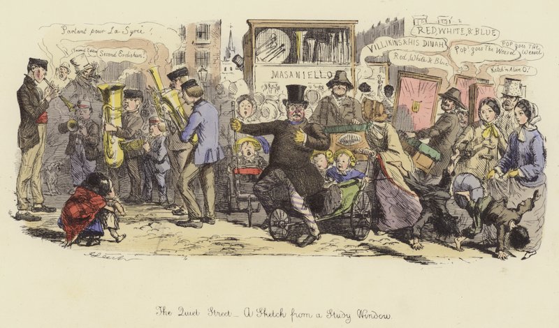 La strada tranquilla, uno schizzo da una finestra di studio da John Leech
