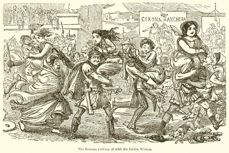I romani portano via le donne sabine da John Leech