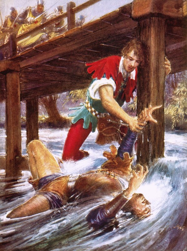 Robin Hood che salva Little John da un fiume da John Millar Watt