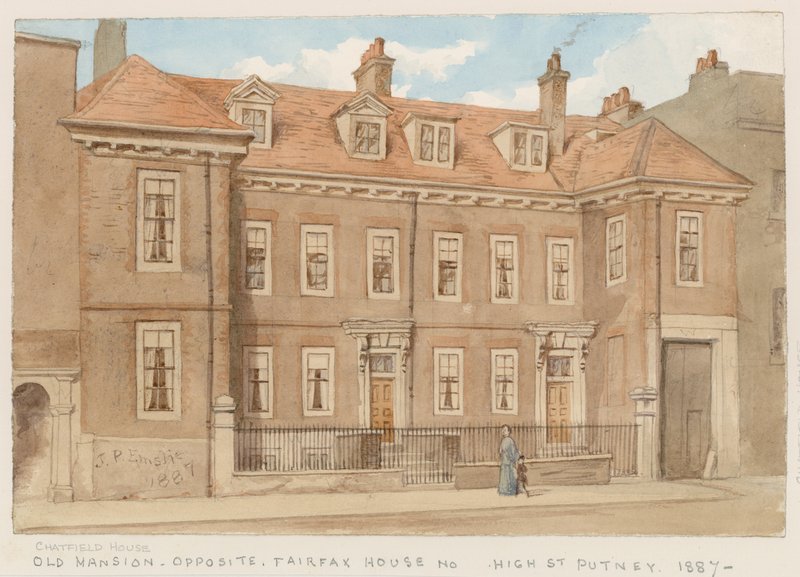 Chatfield House, di fronte a Fairfax House, High Street, Putney, 1887 da John Phillipp Emslie