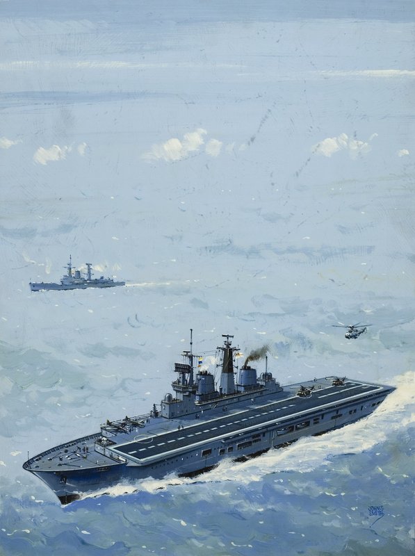 HMS Invincible (gouache su carta) da John S. Smith