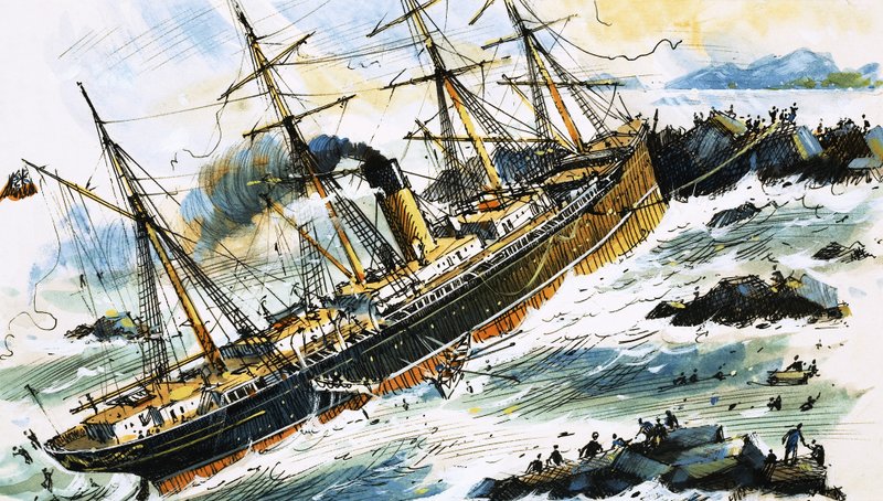 Una nave a vapore non identificata si schianta contro gli scogli da John S. Smith