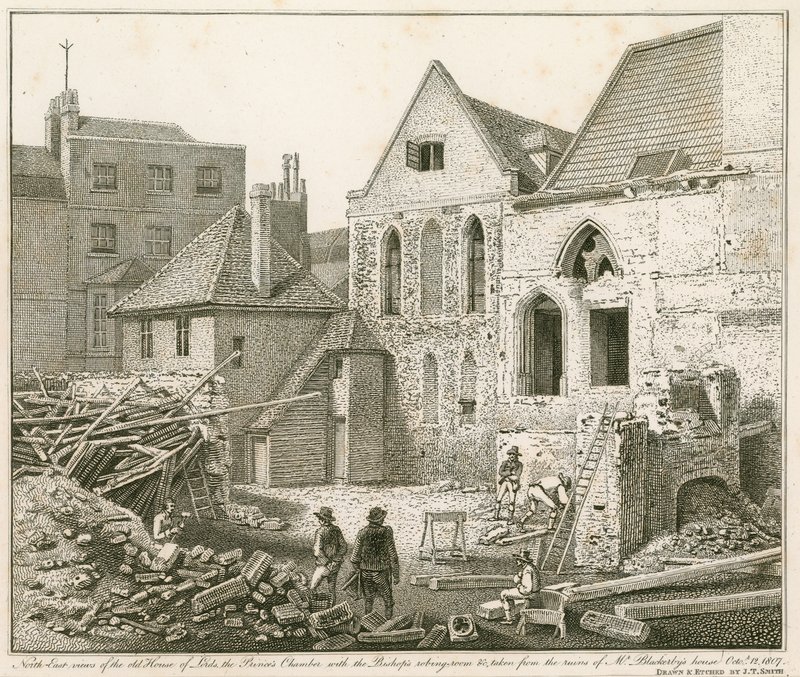 Vedute nord-est della vecchia Camera dei Lord e della Camera del Principe da John Thomas Smith
