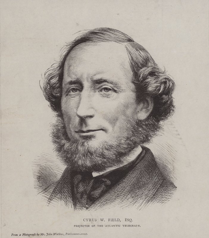 Cyrus West Field, finanziere americano coinvolto nella posa del primo cavo telegrafico transatlantico nel 1858 da John Watkins