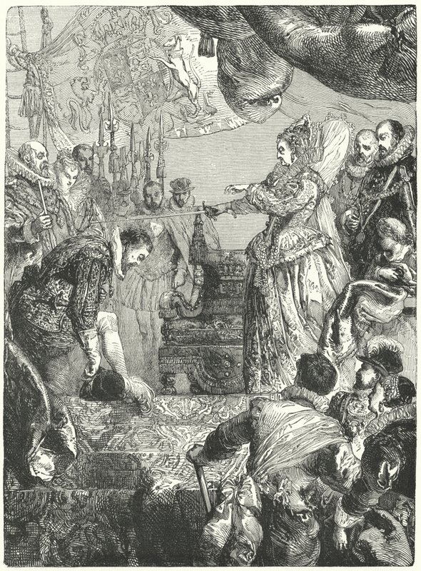 Sir Francis Drake riceve il titolo di cavaliere dalla Regina Elisabetta I, 1581 da John after Gilbert