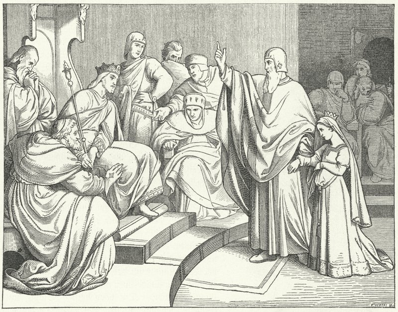 Beatrice di Hohenstaufen chiede a re Ottone IV di Germania di vendicare l