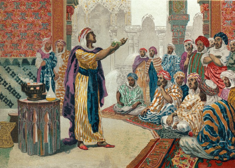 Jabir ibn Hayyan insegna chimica a Edessa da Josep or Jose Planella Coromina