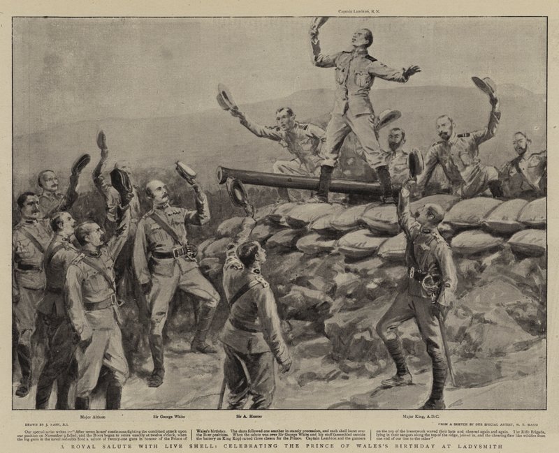 Un saluto reale con proiettile vivo, celebrando il compleanno del principe di Galles a Ladysmith da Joseph Nash
