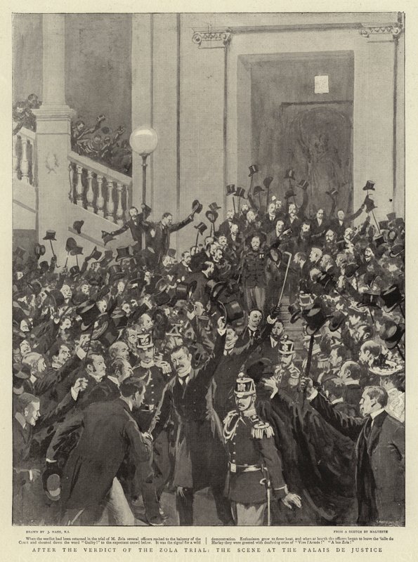 Dopo il Verdett del Processo Zola, la Scena al Palais de Justice da Joseph Nash