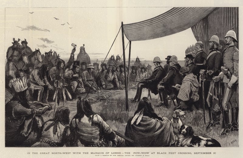Nel Grande Nord-Ovest con il Marchese di Lorne, il Pow-Wow a Black Feet Crossing, 10 settembre da Joseph Nash