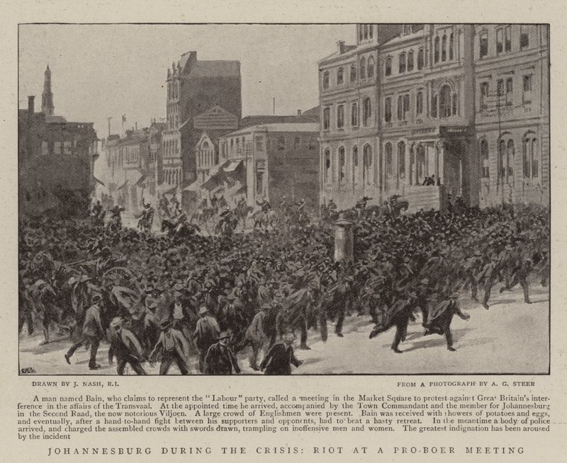 Johannesburg durante la crisi, rivolta a un incontro pro-Boer da Joseph Nash