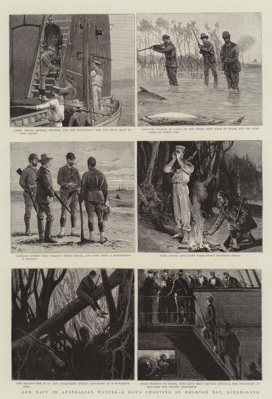 La Nostra Marina nelle Acque Australiane, una Giornata di Caccia nella Baia di Moreton, Queensland da Joseph Nash