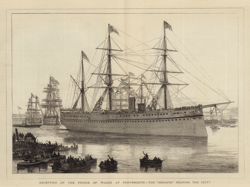 Accoglienza del principe di Galles a Portsmouth, il Serapis si avvicina al molo da Joseph Nash
