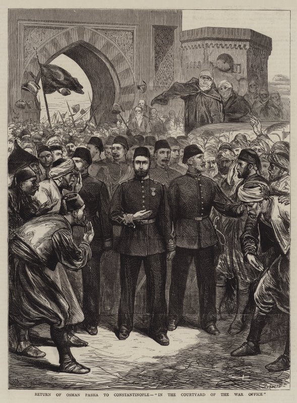 Ritorno di Osman Pasha a Costantinopoli, nel cortile del Ministero della Guerra da Joseph Nash