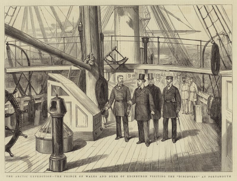 La spedizione artica, il Principe di Galles e il Duca di Edimburgo visitano la Discovery a Portsmouth da Joseph Nash