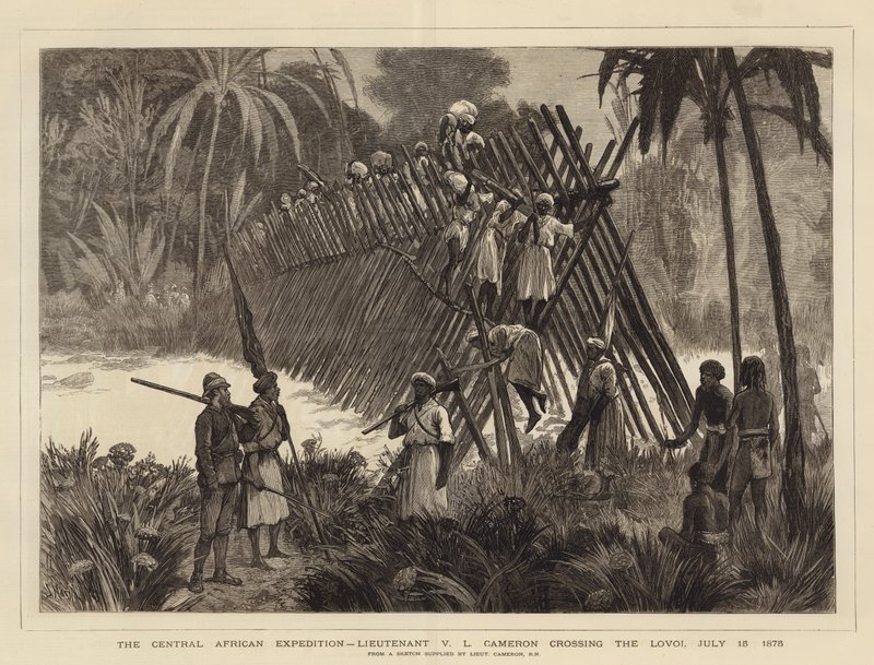 La spedizione in Africa centrale, il tenente V L Cameron attraversa il Lovoi, 15 luglio 1875 da Joseph Nash
