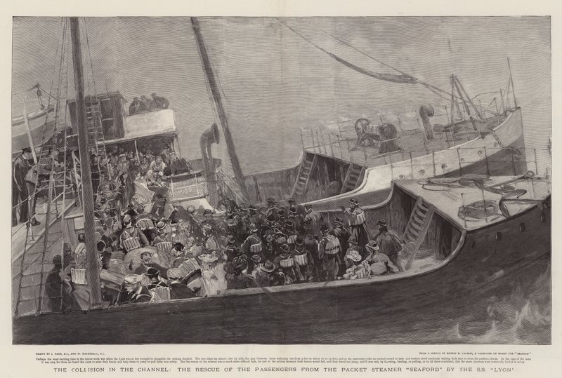 La collisione nel canale, il salvataggio dei passeggeri dal piroscafo Seaford da parte della SS Lyon da Joseph Nash
