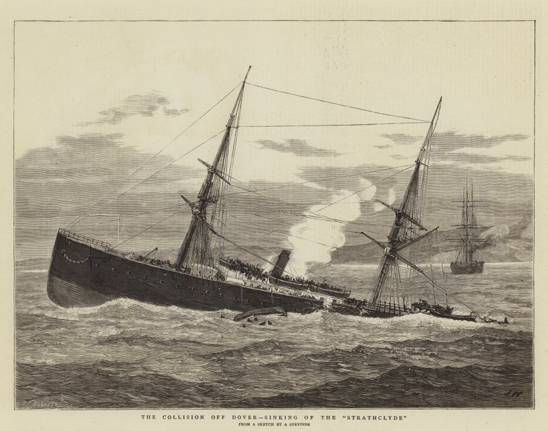 La collisione al largo di Dover, affondamento della Strathclyde da Joseph Nash