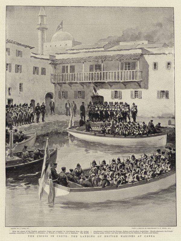 La crisi a Creta, lo sbarco dei marines britannici a Canea da Joseph Nash