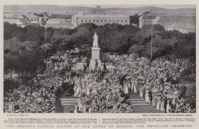 La Statua del Giubileo di Diamante della Regina a Durban, la Cerimonia di Scopertura da Joseph Nash