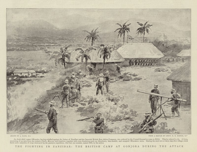 I combattimenti a Zanzibar, il campo britannico a Gonjora durante l