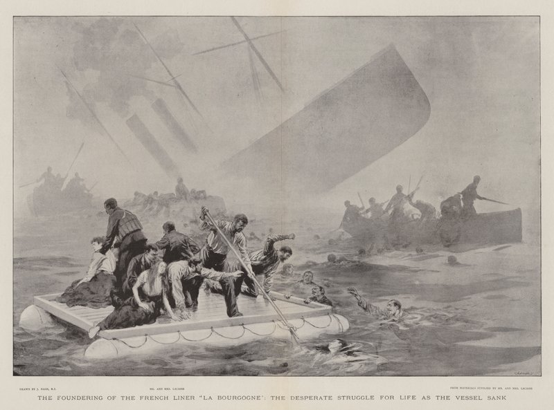 Il naufragio del transatlantico francese La Bourgogne, la disperata lotta per la vita mentre la nave affondava da Joseph Nash