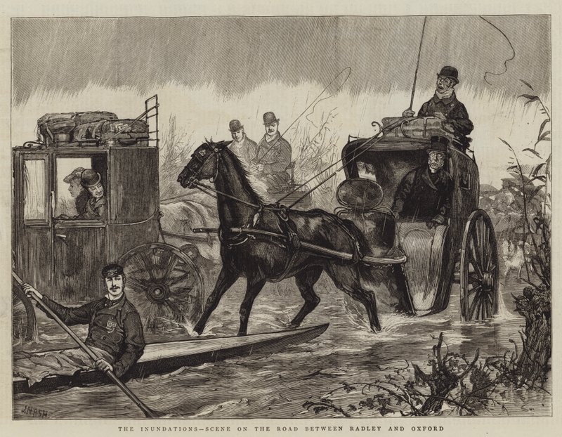 Le inondazioni, scena sulla strada tra Radley e Oxford da Joseph Nash