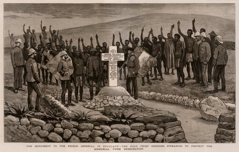 Il monumento al Principe Imperiale in Zululand, il capo Zulu Geboodo giura di proteggere il memoriale dalla profanazione da Joseph Nash