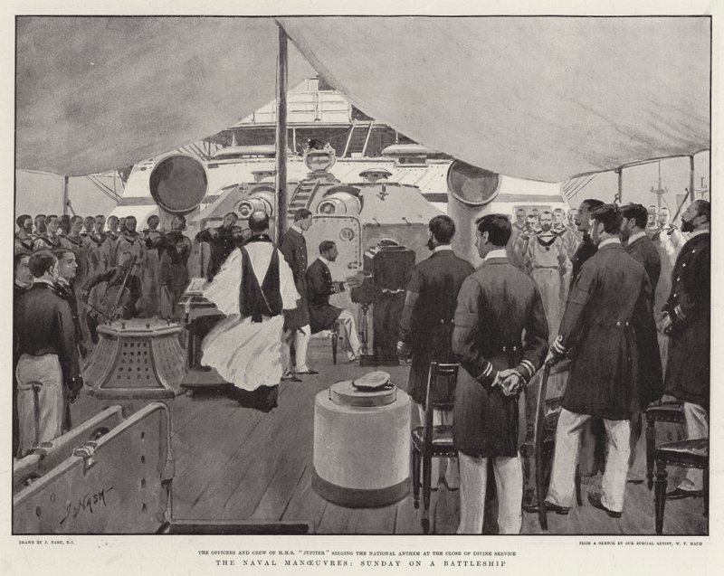 Le manovre navali, domenica su una nave da guerra da Joseph Nash