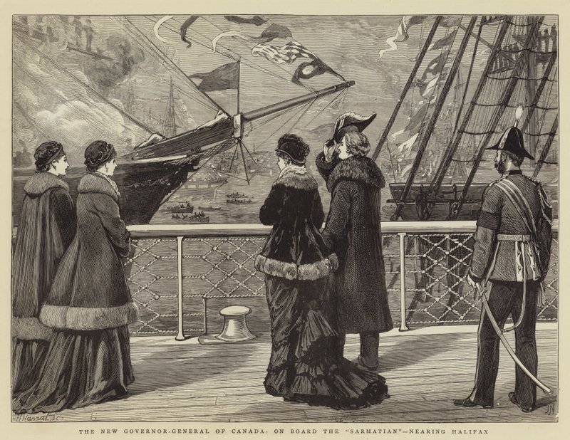 Il nuovo governatore generale del Canada, a bordo del Sarmatian, vicino a Halifax da Joseph Nash