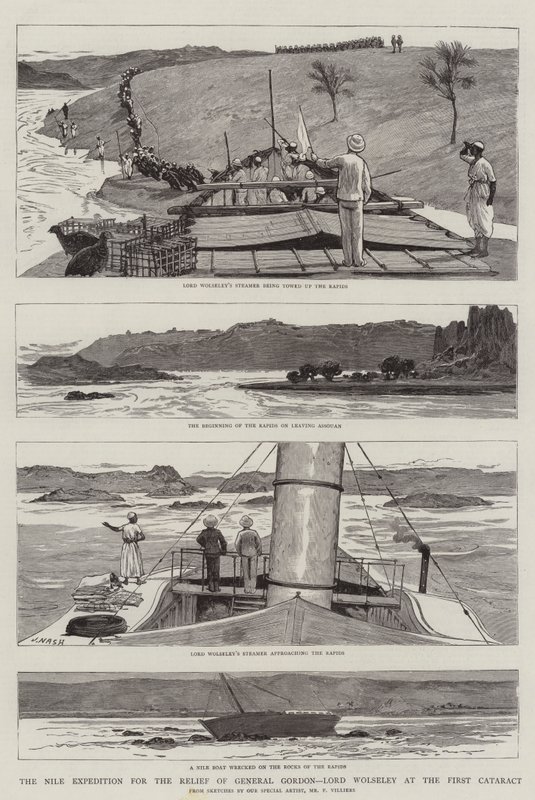 La spedizione del Nilo per il soccorso del generale Gordon, Lord Wolseley alla Prima Cataratta da Joseph Nash