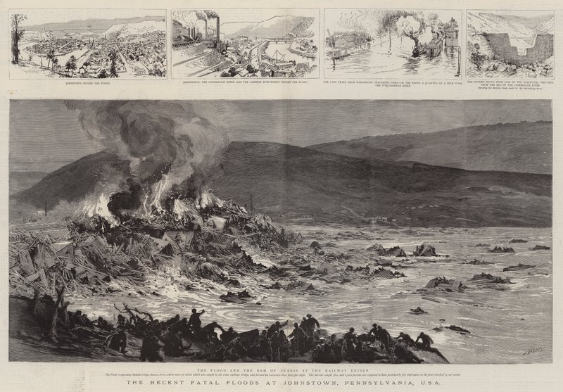 Le Recenti Inondazioni Mortali a Johnstown, Pennsylvania, USA da Joseph Nash