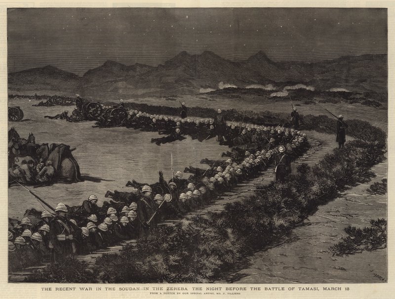 La recente guerra nel Sudan, nella Zereba la notte prima della battaglia di Tamasi, 13 marzo da Joseph Nash